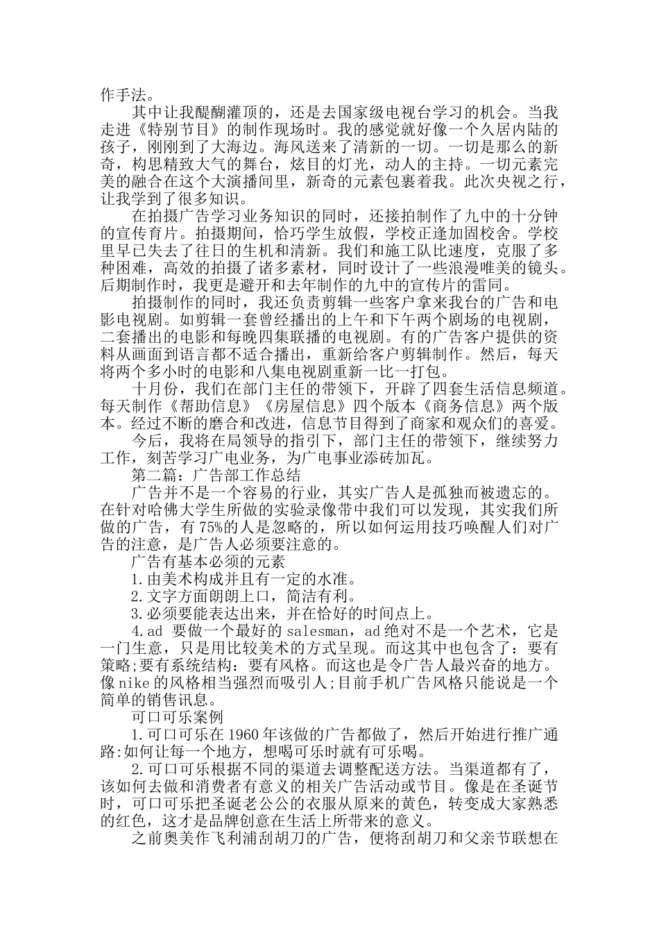 广告部个人工作总结_第2页