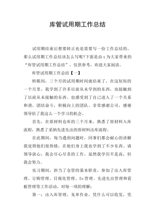 库管试用期工作总结