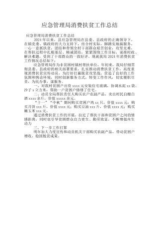 应急管理局消费扶贫工作总结