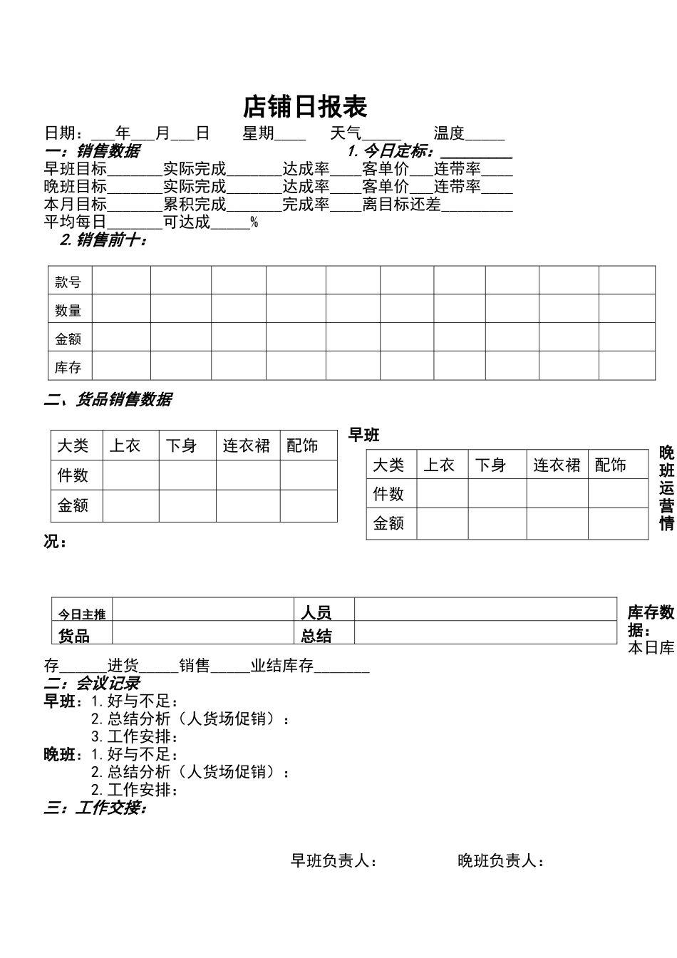 店铺日报表、周报表、月报表_第1页