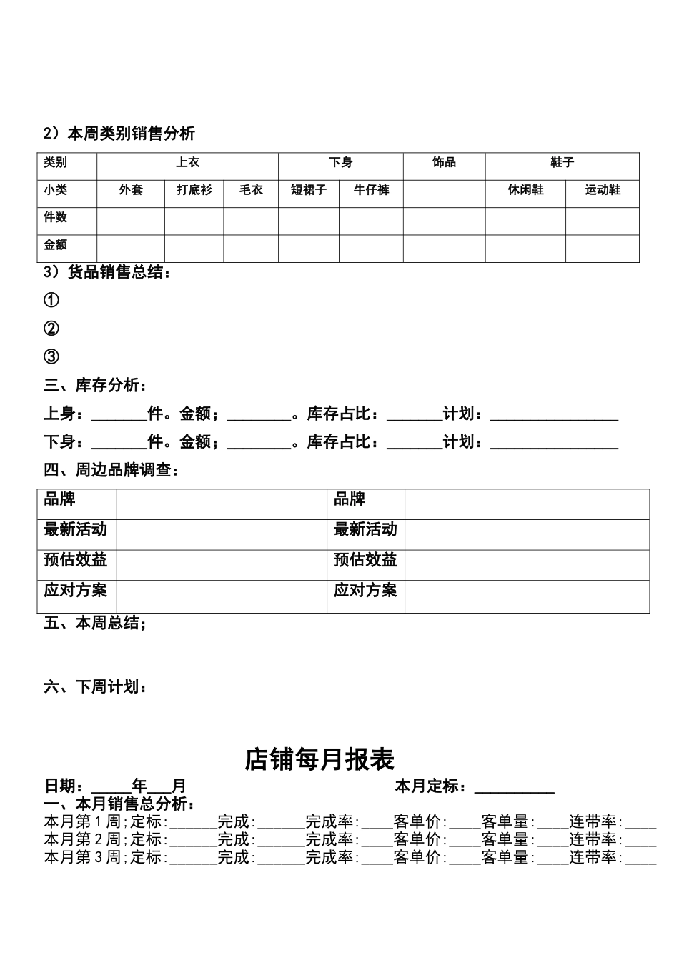 店铺日报表、周报表、月报表_第3页