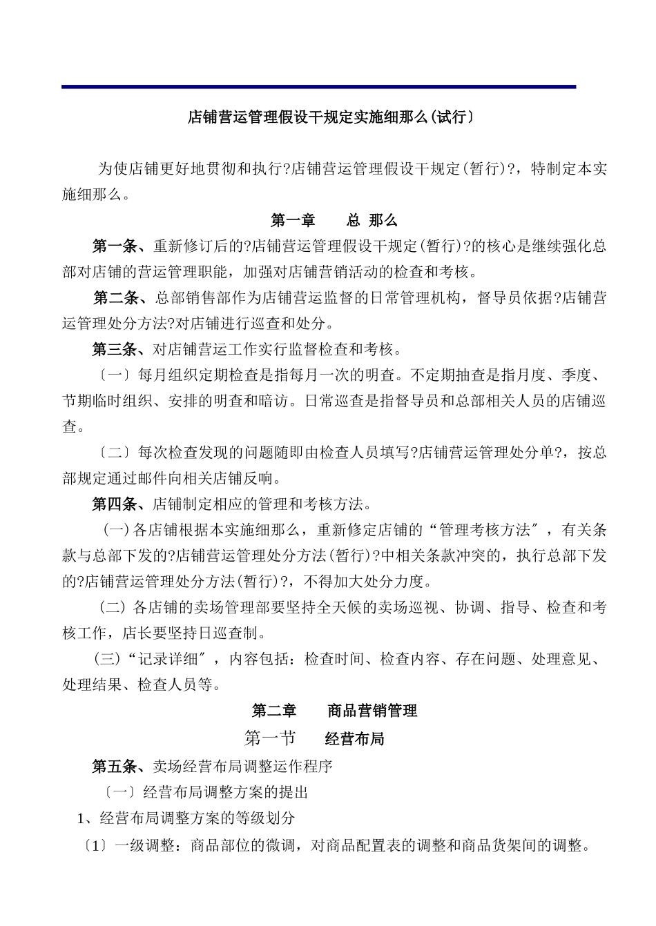 店铺营运管理的若干规定_第1页