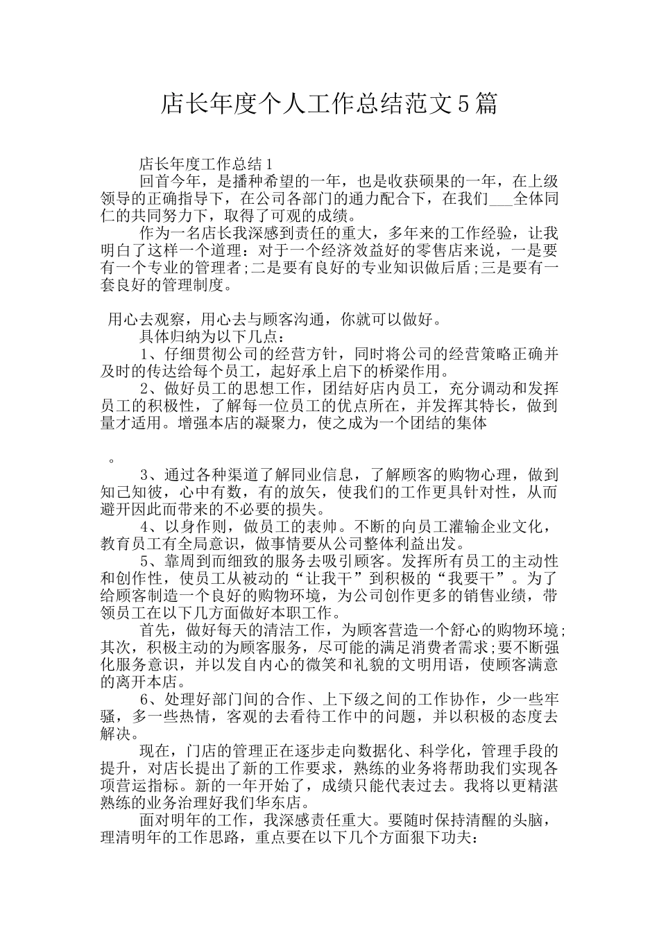 店长年度个人工作总结范文5篇_第1页