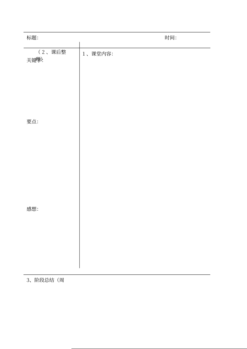 康奈尔笔记WORD模板(课堂笔记版)_第2页