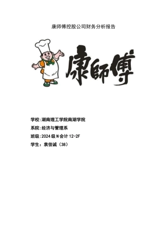 康师傅控股公司财务分析报告