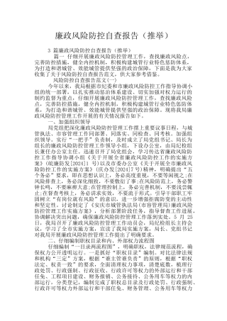 廉政风险防控自查报告