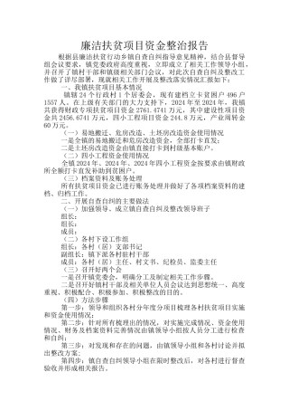 廉洁扶贫项目资金整治报告