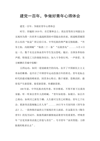 建党一百年-争做好青年心得体会