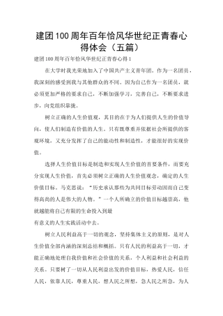 建团100周年百年恰风华世纪正青春心得体会