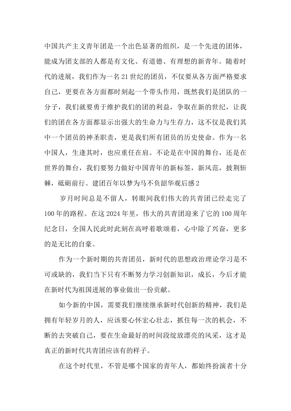 建团百年以梦为马不负韶华观后感2024_第2页