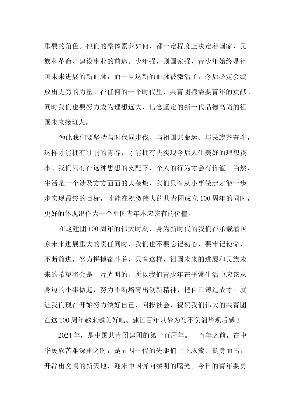 建团百年以梦为马不负韶华观后感2024_第3页