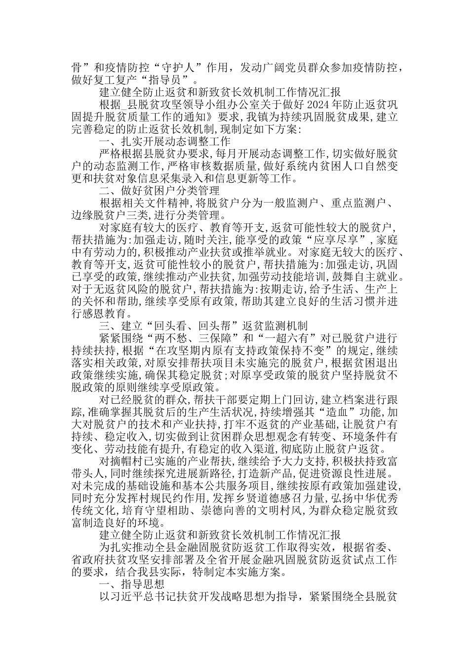 建立健全防止返贫和新致贫长效机制工作情况汇报_第3页