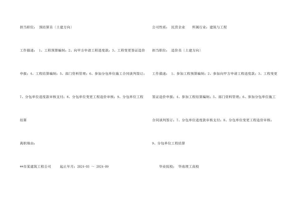 建筑与装饰工程求职简历_第2页