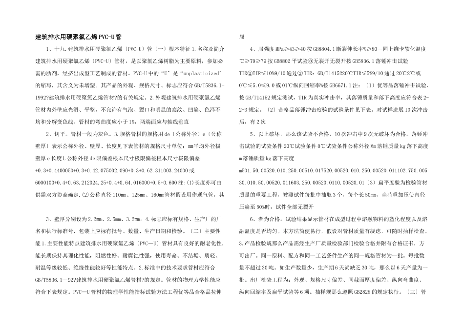 建筑排水用硬聚氯乙烯PVCU管_第1页