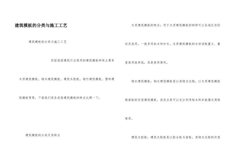 建筑模板的分类与施工工艺_第1页