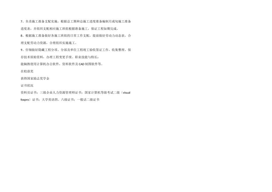 建筑行业简历模板_第2页