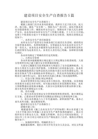 建设项目安全生产自查报告5篇