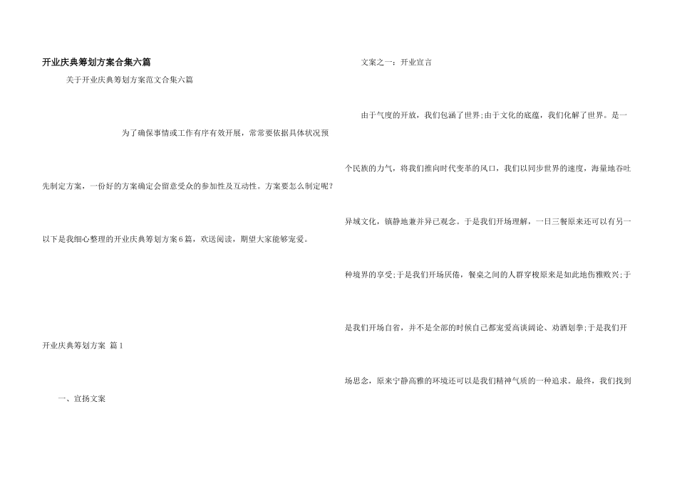开业庆典策划方案合集六篇_第1页