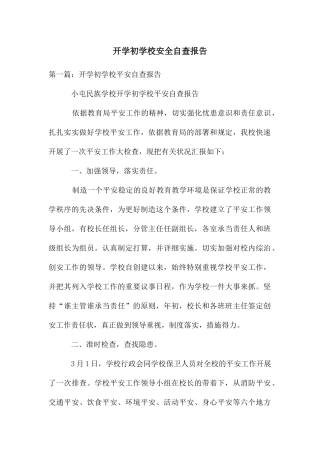 开学初学校安全自查报告