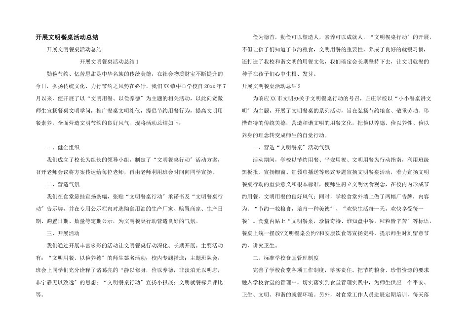 开展文明餐桌活动总结_第1页