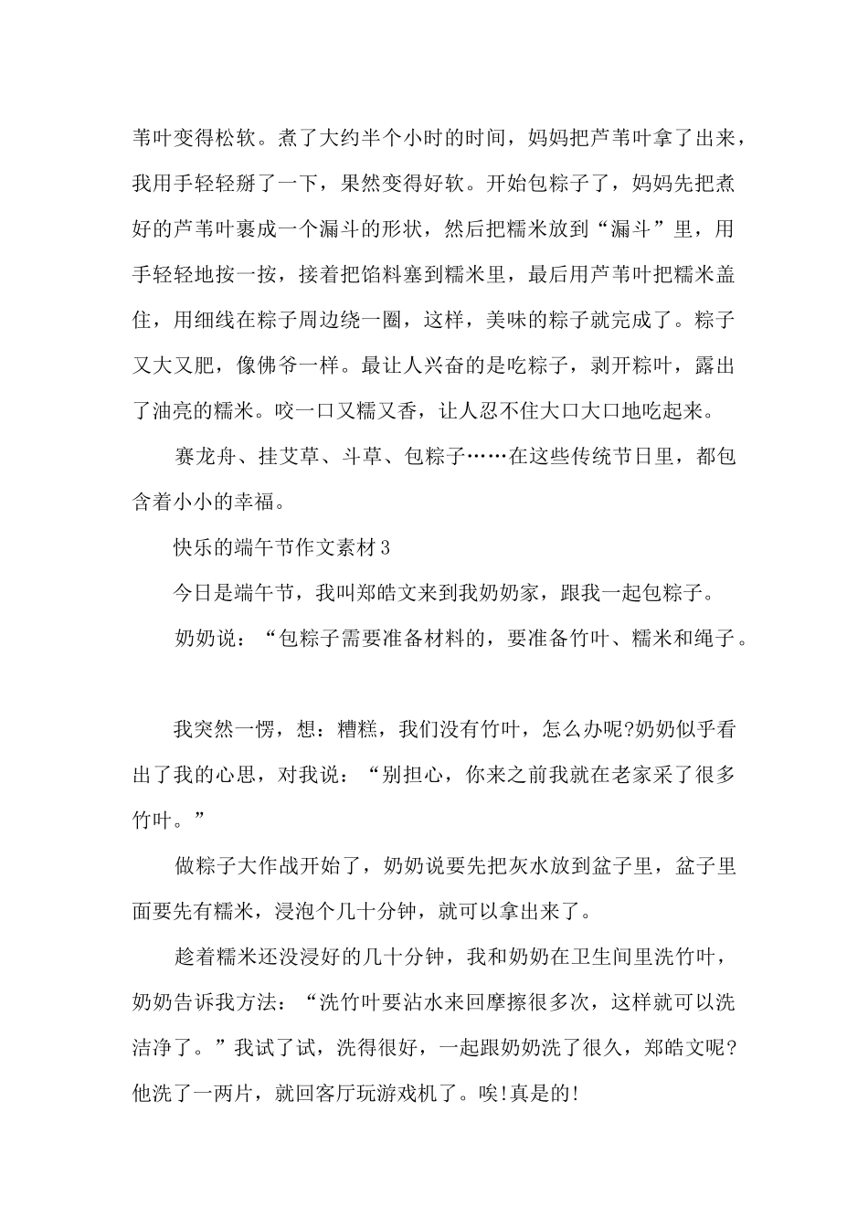 开心的端午节作文素材5篇_第3页
