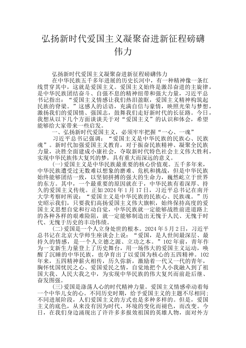 弘扬新时代爱国主义凝聚奋进新征程磅礴伟力_第1页