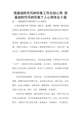 强基础转作风树形象工作总结心得