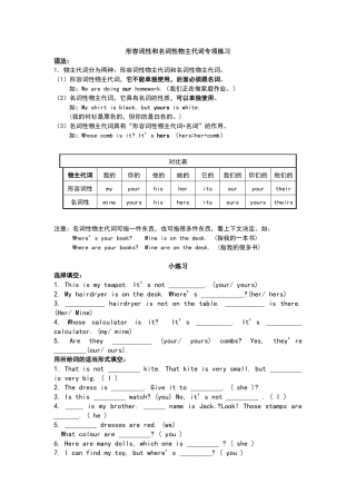 形容词性与名词性物主代词专项练习