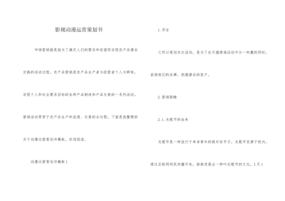 影视动漫运营策划书_第1页