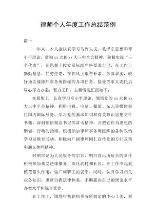 律师个人年度工作总结范例