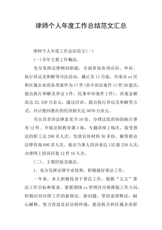 律师个人年度工作总结范文汇总