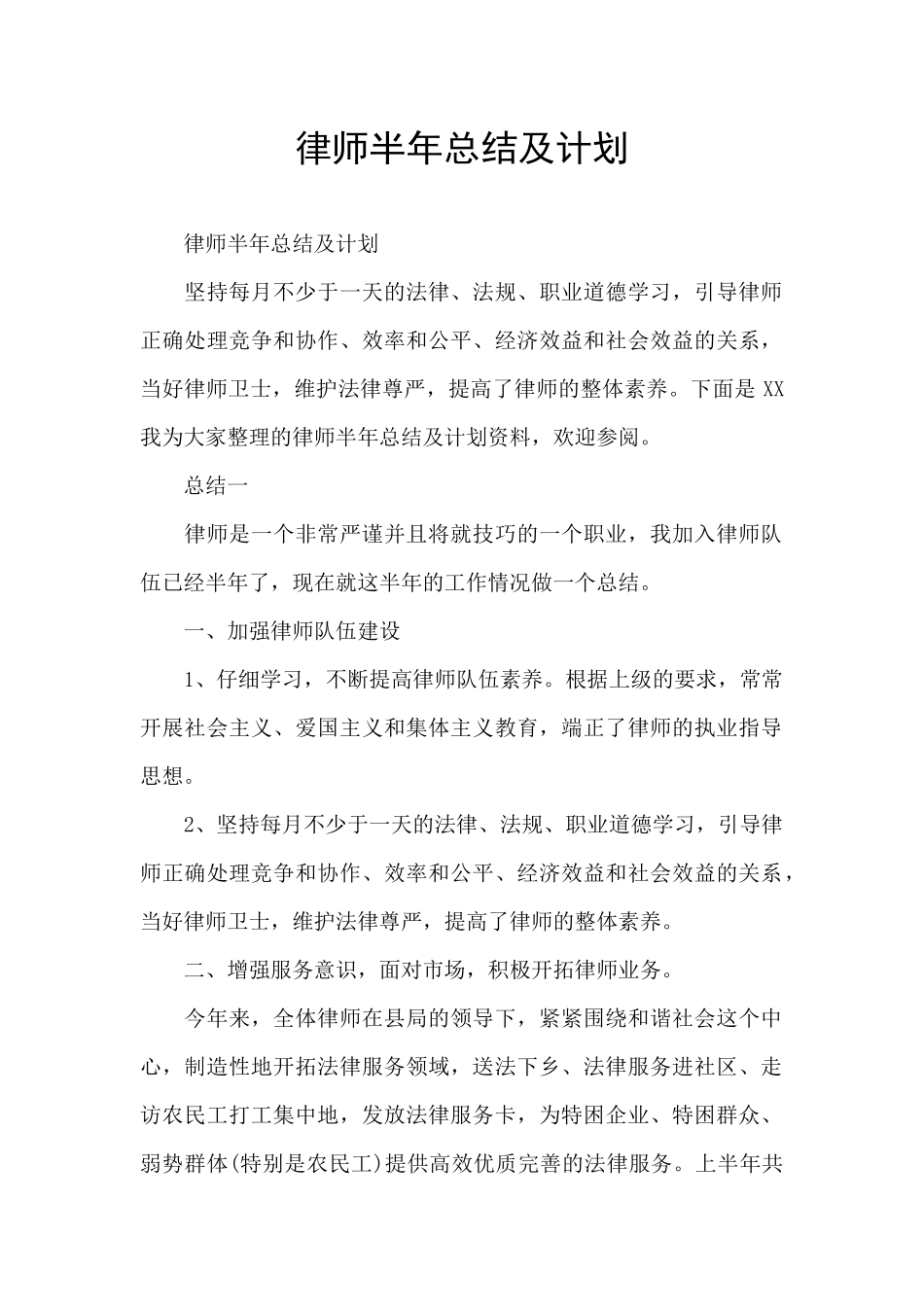 律师半年总结及计划_第1页