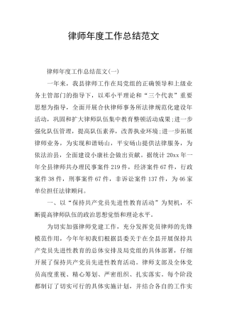 律师年度工作总结范文