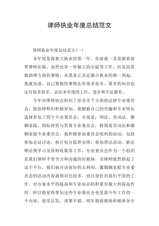律师执业年度总结范文