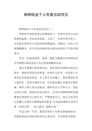 律师执业个人年度总结范文