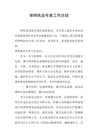律师执业年度工作总结