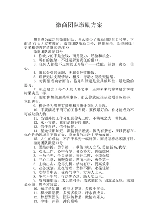 微商团队激励方案