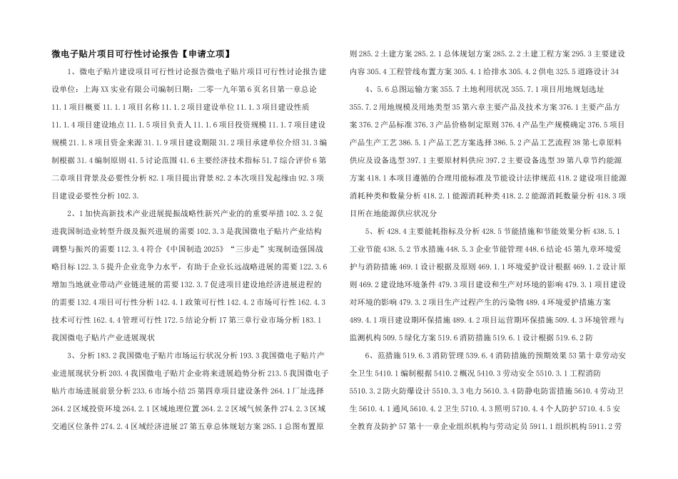 微电子贴片项目可行性研究报告_第1页