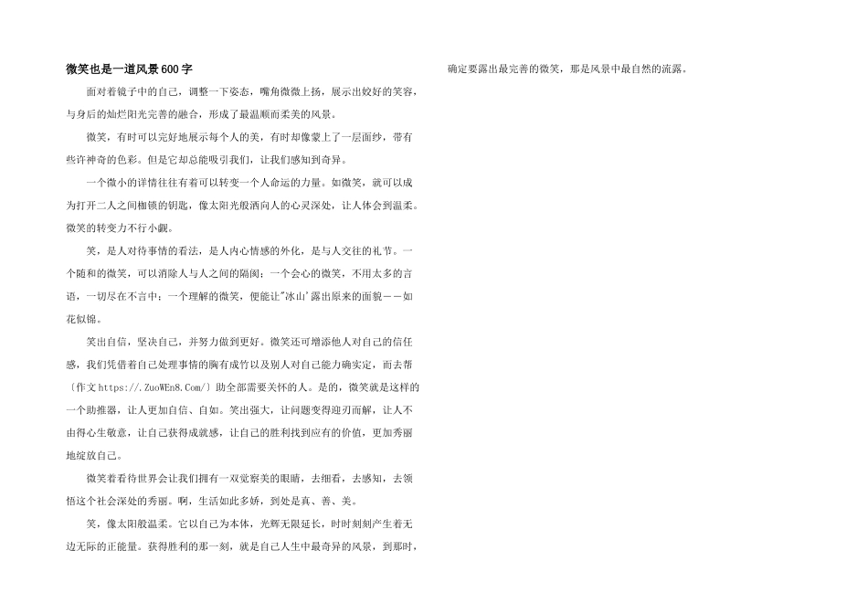微笑也是一道风景600字_第1页