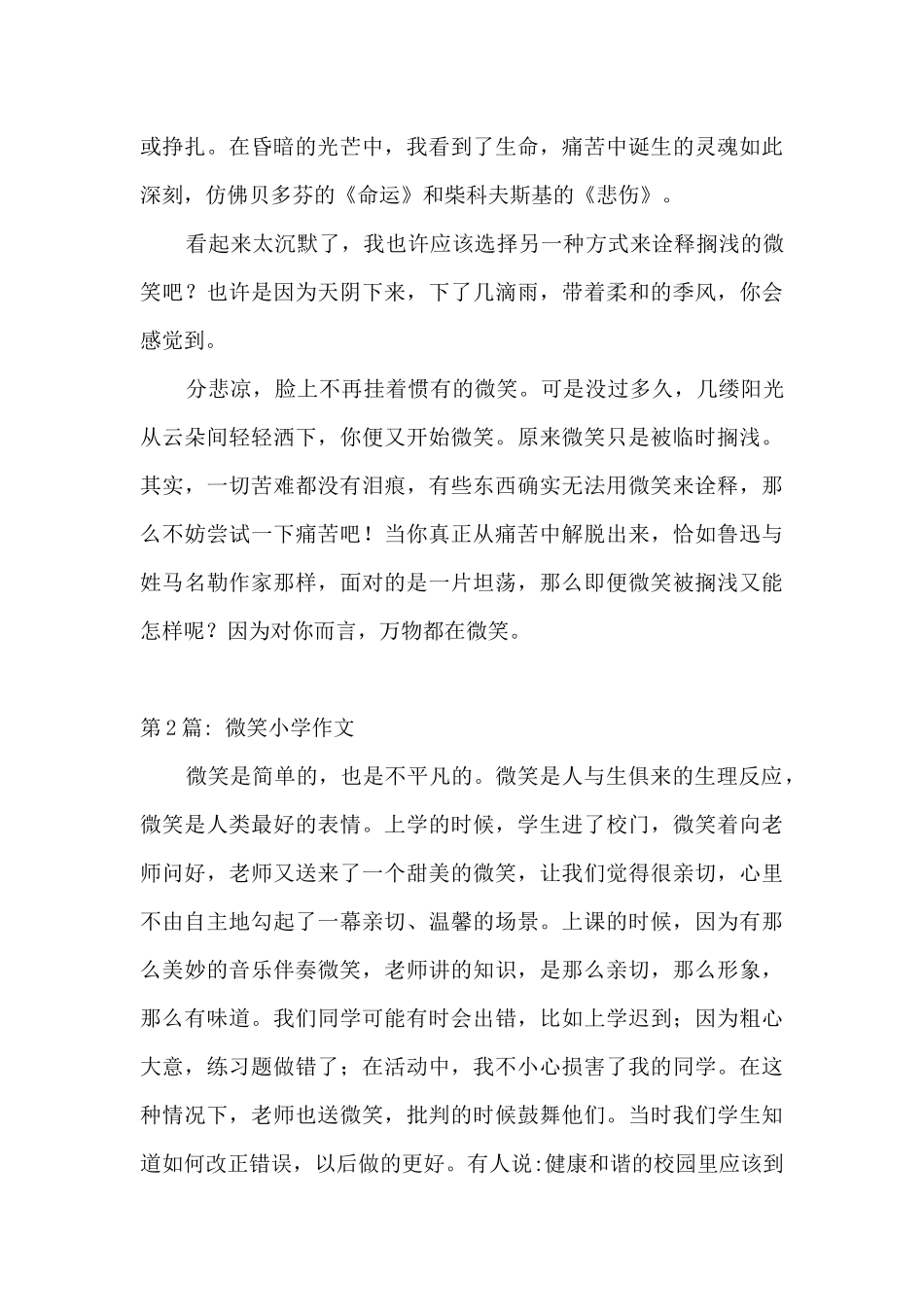 微笑小学作文_第2页