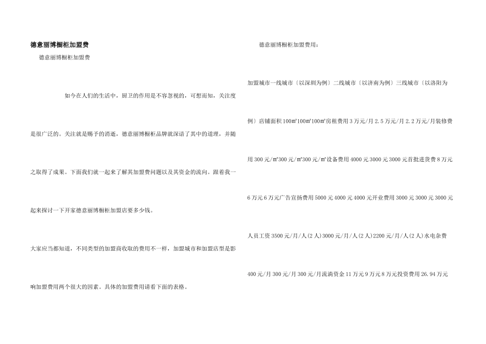 德意丽博橱柜加盟费_第1页