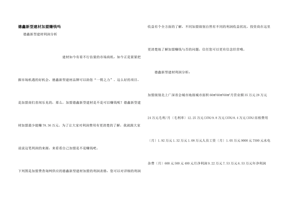 德鑫新型建材加盟赚钱吗_第1页
