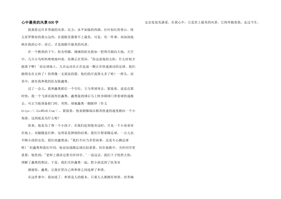 心中最美的风景600字_第1页
