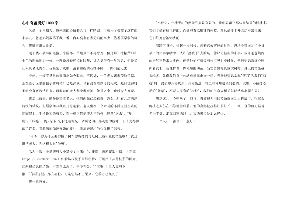 心中有盏明灯1000字_第1页