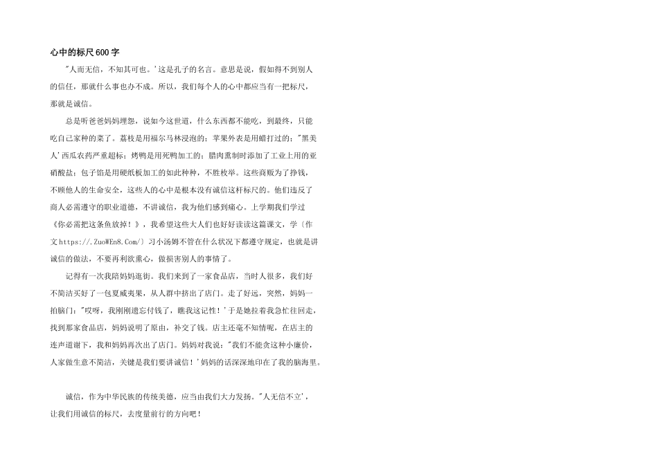 心中的标尺600字_第1页
