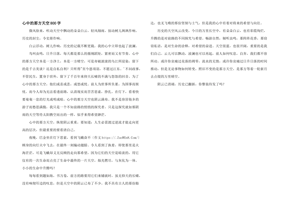 心中的那方天空800字_第1页