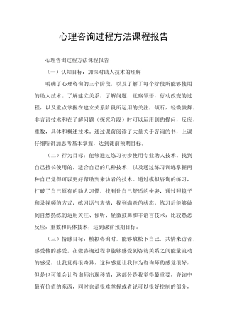 心理咨询过程方法课程报告