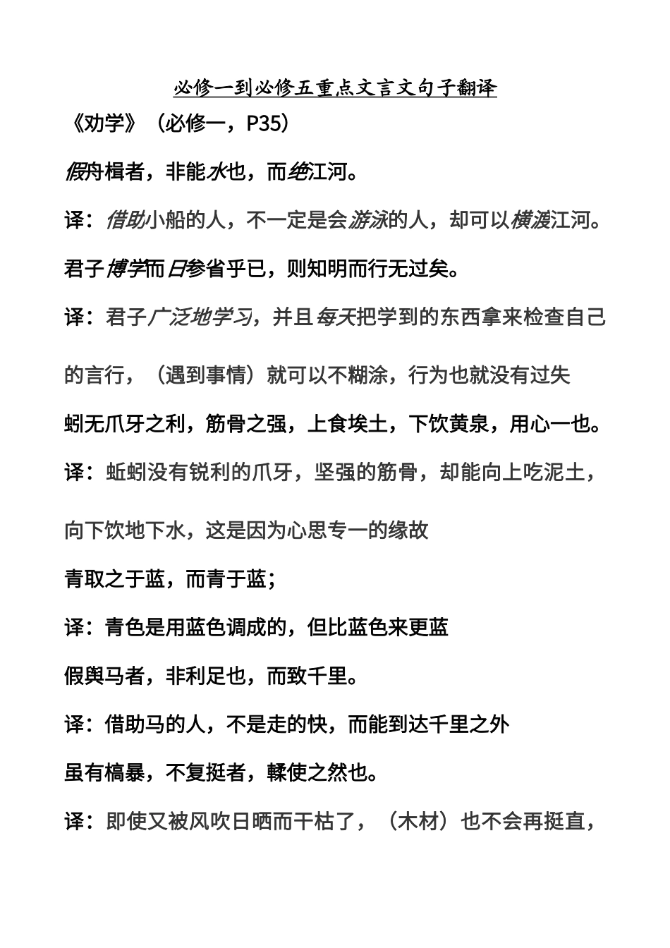 必修文言重点句子翻译_第1页