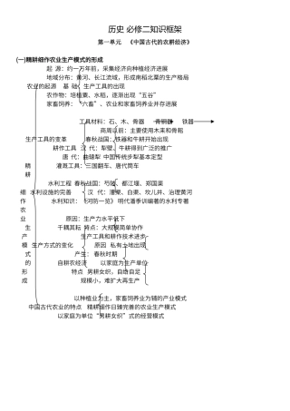 必修二历史知识框架