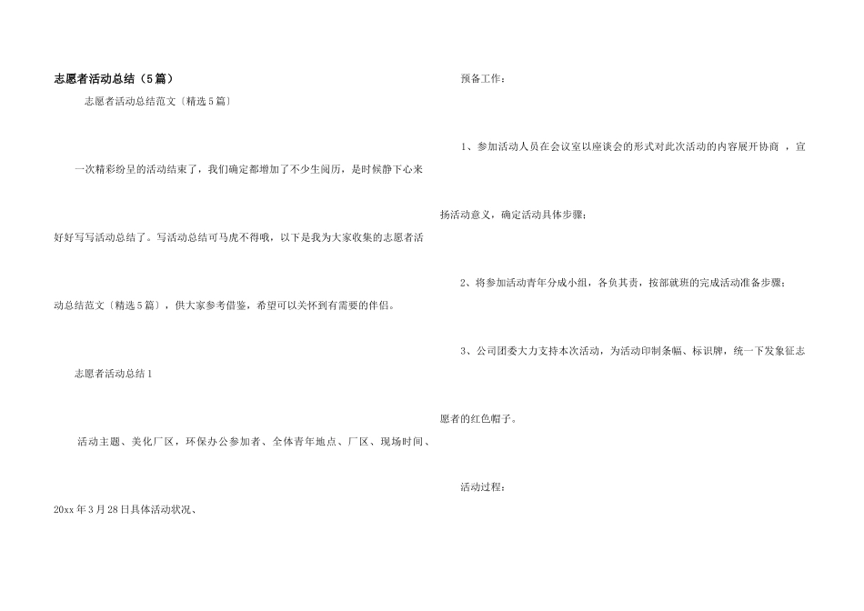 志愿者活动总结（5篇）_第1页